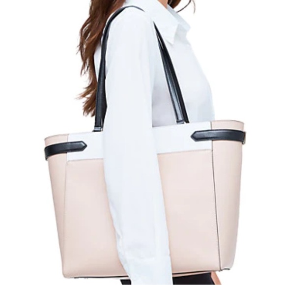 Kate Spade Saffiano Leather Colorblock Staci Laptop Large Tote Warm Beige $450 - Picture 16 of 16